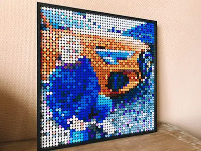 Lego&reg; compatible schilderij van jongen bij stoere auto